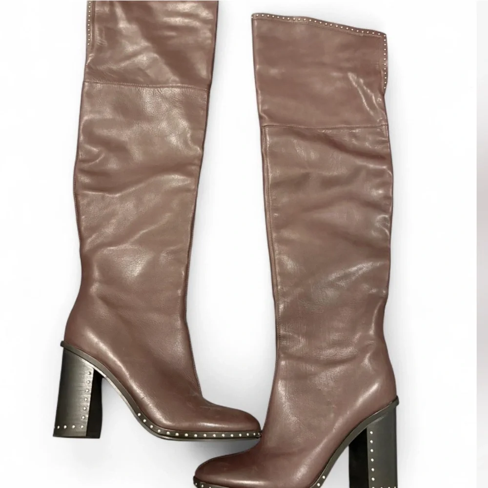 Sigerson Morrison $580 burgundy over the knee leather boots w/ stud details sz 8